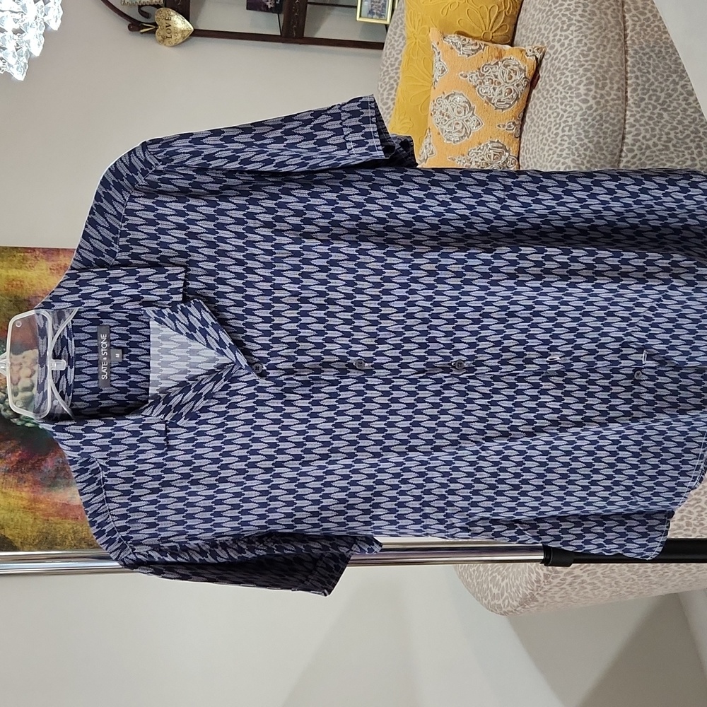 Slate & Stone Navy Geometric Button Down Shirt